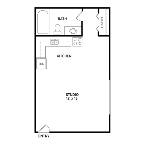 Studio apartment floor plans in East Lansing, MI near Michigan State University | North Pointe